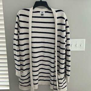Old Navy Black and Cream Knit Cardigan